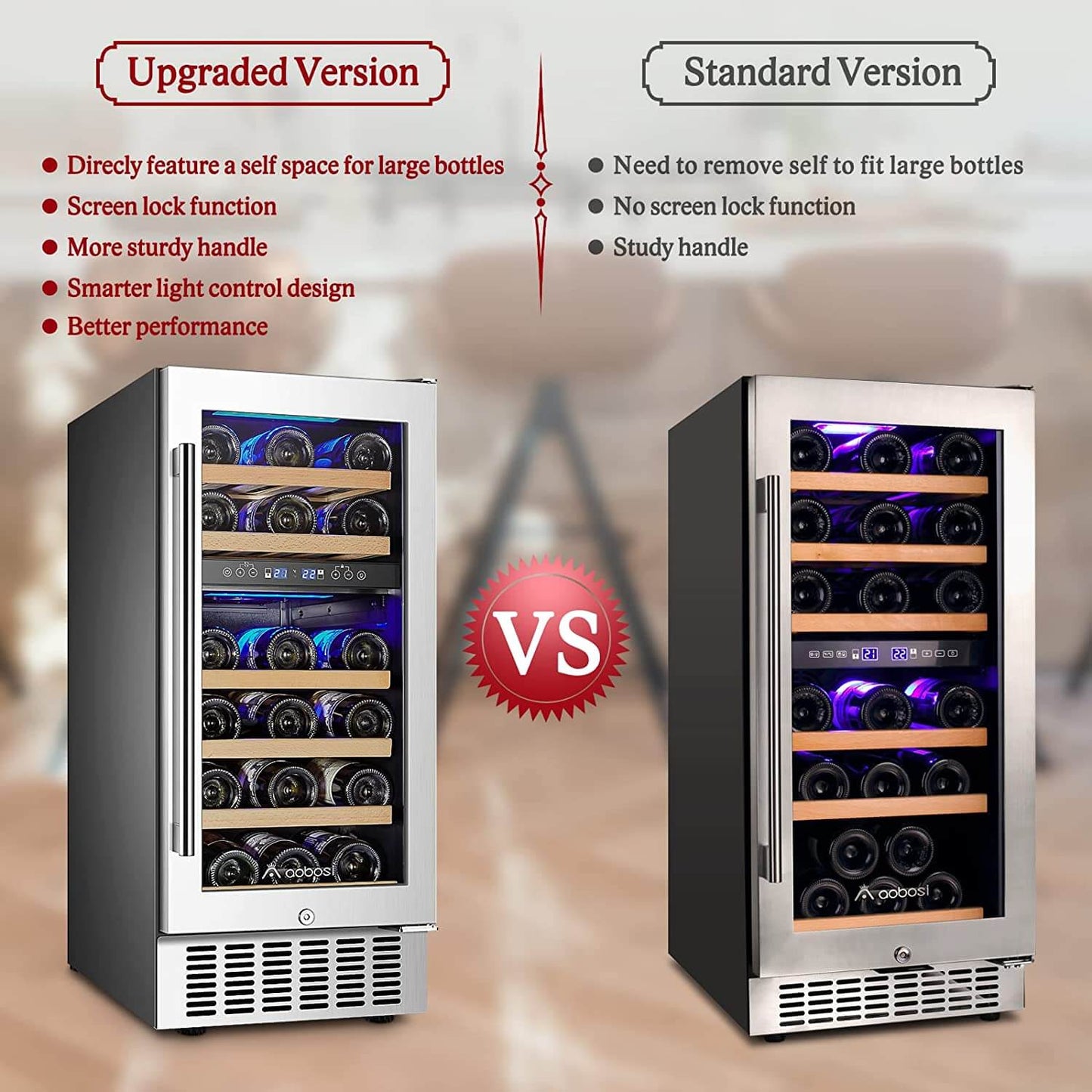 Bodega cooler 15 Inch Wine Cooler 28 Bottle Dual Zone Wine Refrigerator ‎- JC-85B-WIFI