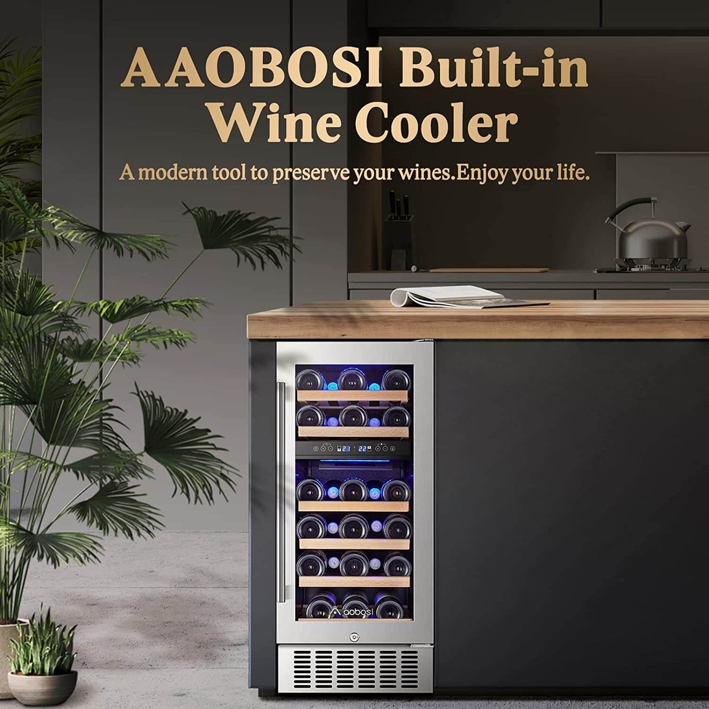 Bodega cooler 15 Inch Wine Cooler 28 Bottle Dual Zone Wine Refrigerator ‎- JC-85B-WIFI
