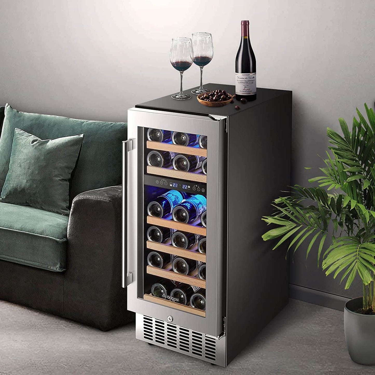 Bodega cooler 15 Inch Wine Cooler 28 Bottle Dual Zone Wine Refrigerator ‎- JC-85B-WIFI