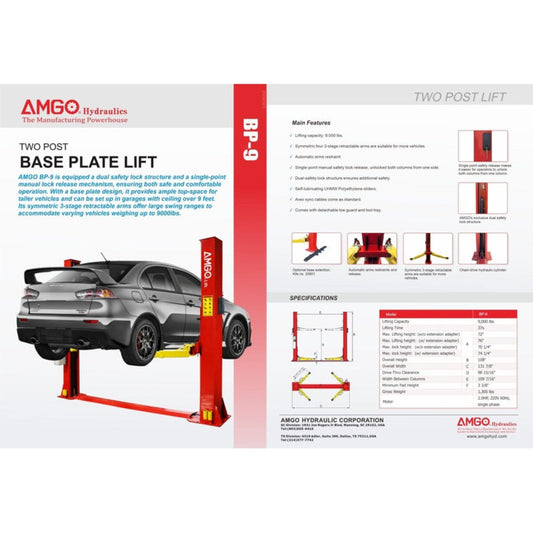 AMGO BP-9 9,000 lbs 2 Post Lift - BP-9