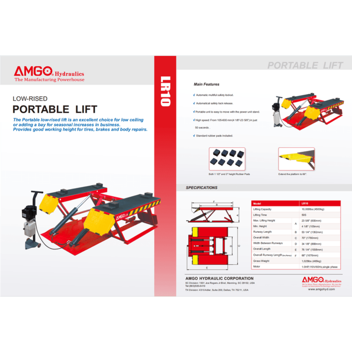 AMGO LR10 Low Rise Lift - LR10