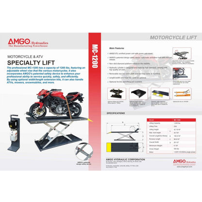 AMGO MC-1200 Motorcycle & ATV Lift - MC-1200