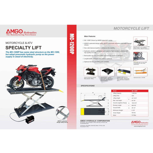 AMGO MC-1200P Motorcycle & ATV Lift - MC-1200P
