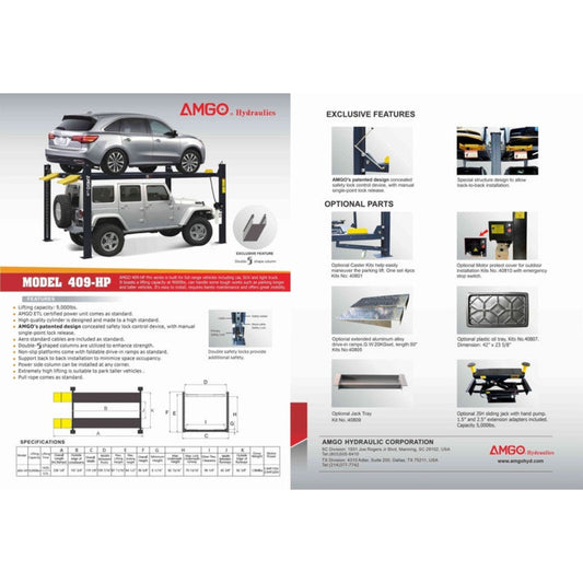 AMGO 409-HP 9,000 lbs Parking Lift - 409-HP