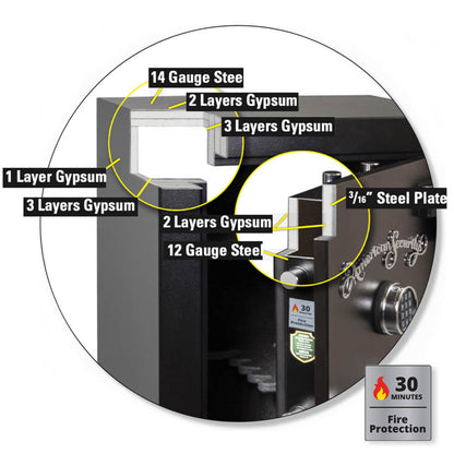 Liberty Safe AMSEC TF5517 American Security TF Gun Safe - AMG TF5517E5 Black Chrome