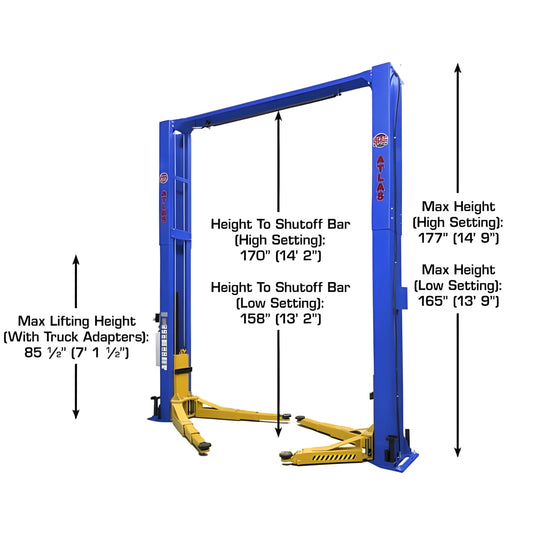 Atlas Platinum PVL12 ALI 12,000 lb Overhead 2 Post Lift - ATEAP-PVL12-FPD