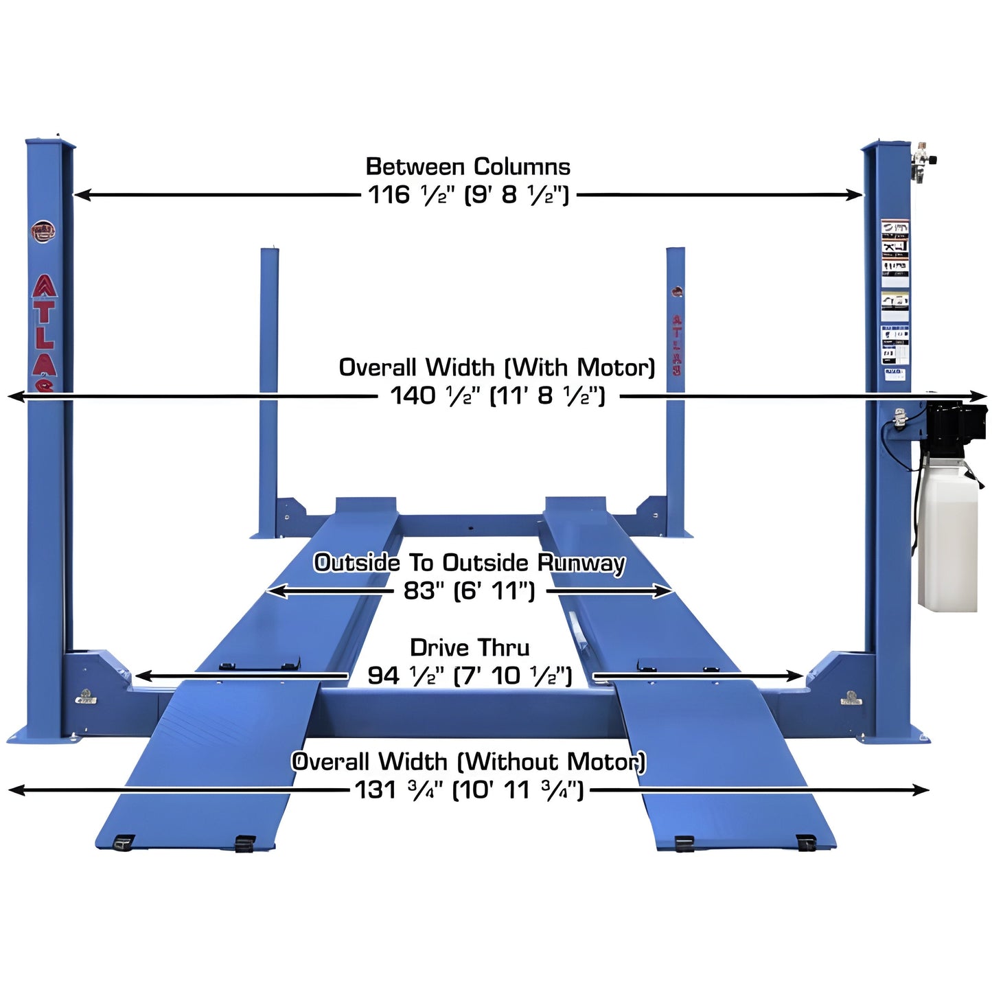 Atlas Platinum PVL14 4 Post Lift + RJ7000 Rolling Jacks ALI Certified Combo - ATEAP-PVL14-COMBO-FPD