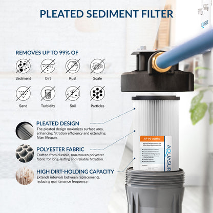Aquasure Harmony Series | 48,000 Grains Water Softener w/ Fine Mesh Resin and Pleated Sediment Filter - AS-HS48FMP