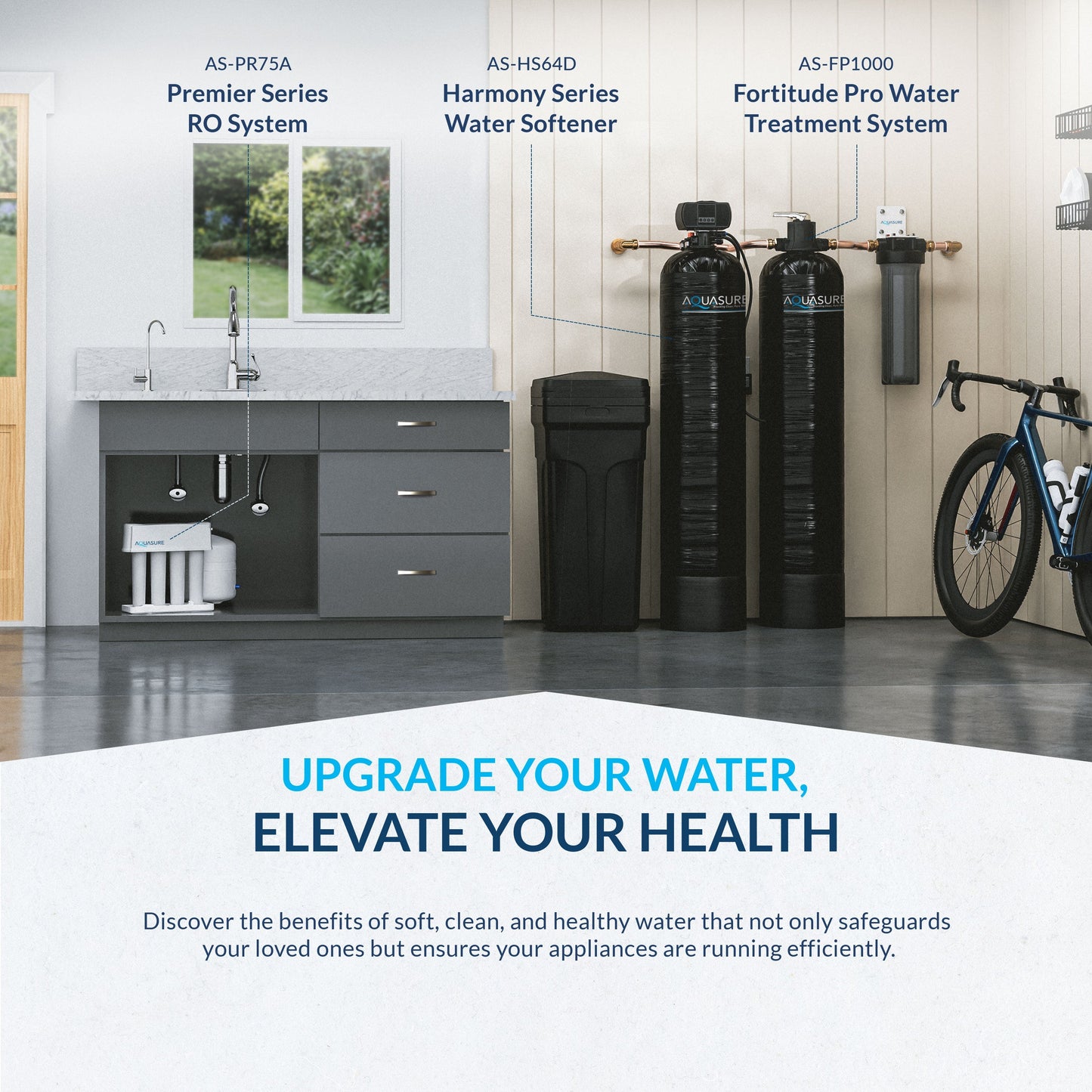Aquasure Harmony Series | 48,000 Grains Water Softener w/ Fine Mesh Resin and Pleated Sediment Filter - AS-HS48FMP