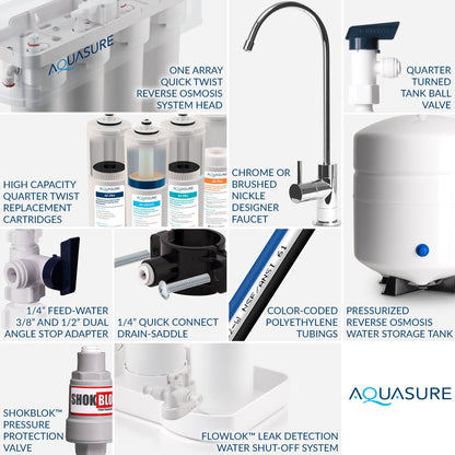 Aquasure Signature Series | 48,000 Grains Water Softener with 12 GPM Quantum UV Purifier and 75 GPD Reverse Osmosis RO System - AS-WSUV48RO
