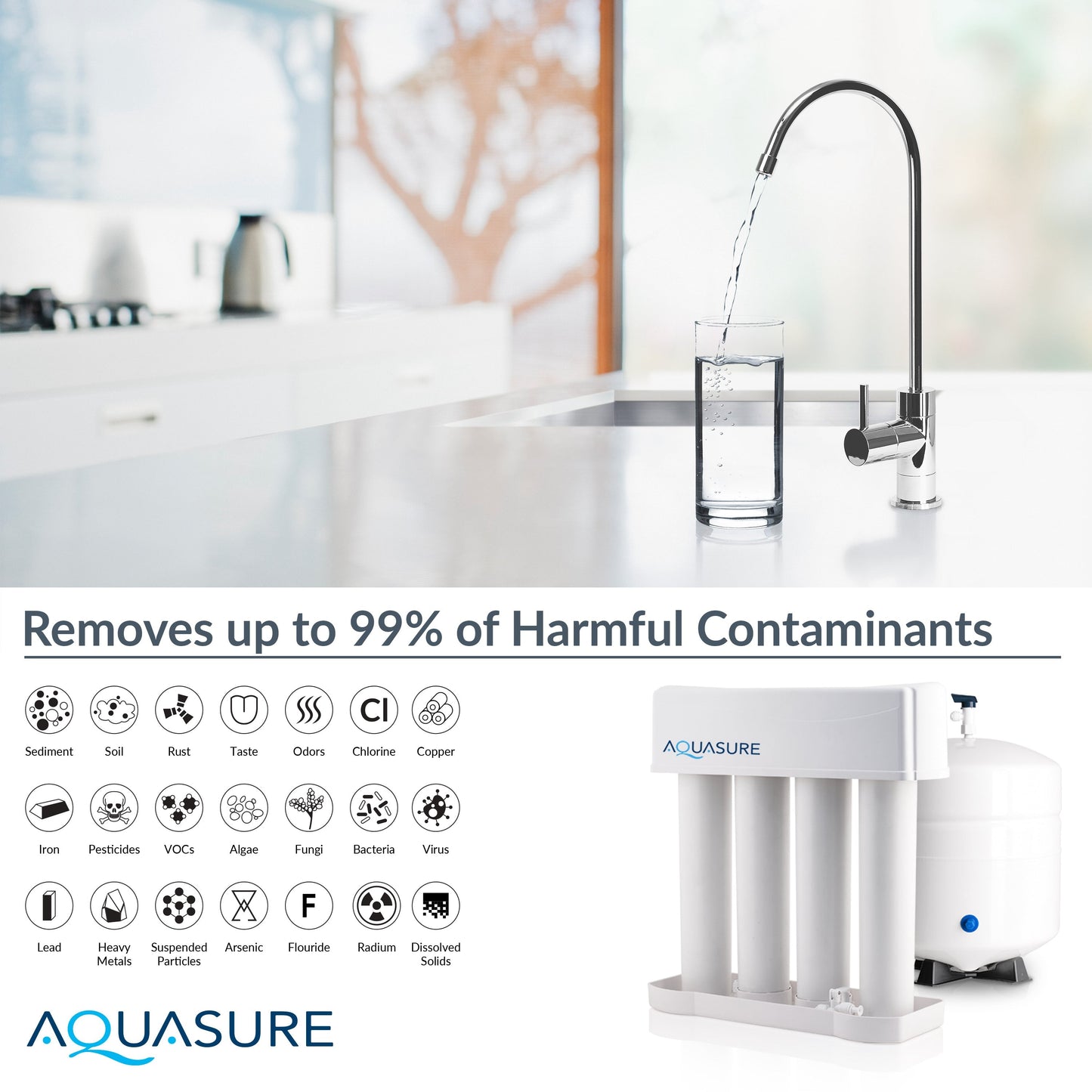 Aquasure Signature Elite | 1,500,000 Gallons Whole House Water Treatment System with 64,000 Grains Fine Mesh Resin and KDF85 Carbon Media and 18 GPM High Output Quantum UV De-Activator System - AS-SE1500FMU