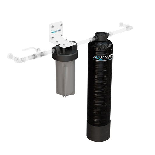 Aquasure Serene Lite Series | 650K Gallons Whole House Salt-Free Water Conditioning/Softening Descaler System with Triple Purpose Filter - AS-SF650