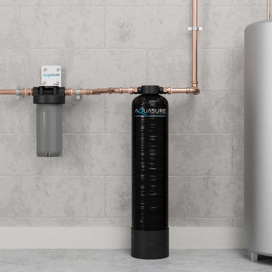 Aquasure Serene Lite Series | 650K Gallons Whole House Salt-Free Water Conditioning/Softening Descaler System with Triple Purpose Filter - AS-SF650