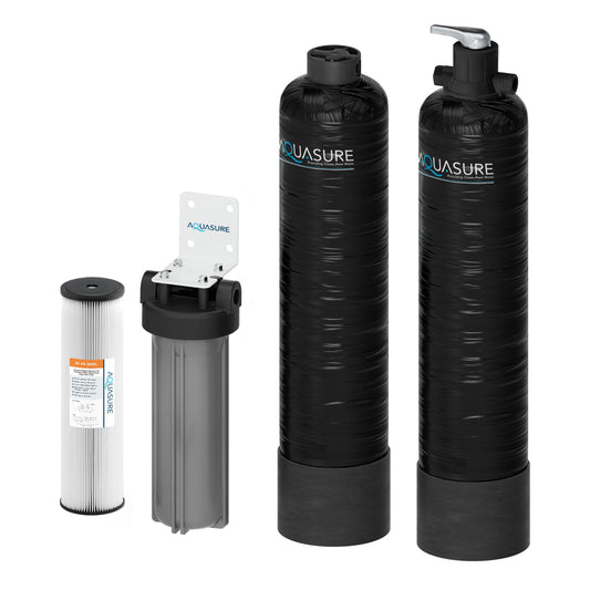 Aquasure Serene Lite Series | 800K Gallons Whole House Salt-Free Conditioning/Softening Descaler Bundle with Water Treatment System and Pleated Sediment Pre-Filter - AS-SF800CK