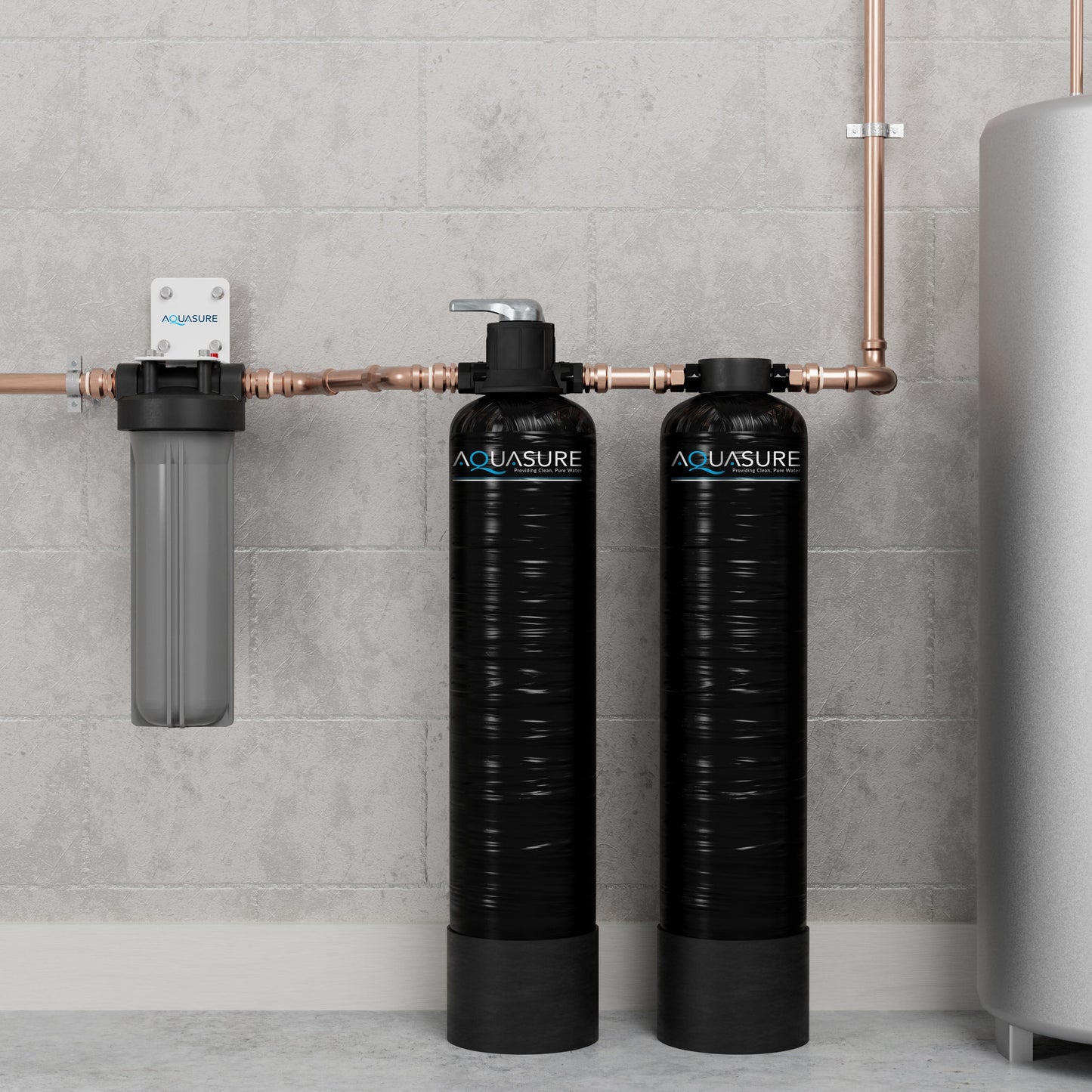 Aquasure Serene Lite Series | 800K Gallons Whole House Salt-Free Conditioning/Softening Descaler Bundle with Water Treatment System and Pleated Sediment Pre-Filter - AS-SF800CK