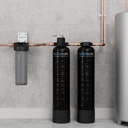 Aquasure Serene Lite Series | 800K Gallons Whole House Salt-Free Conditioning/Softening Descaler Bundle with Water Treatment System and Pleated Sediment Pre-Filter - AS-SF800CK