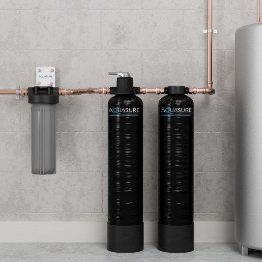 Aquasure Serene Lite Series | 800K Gallons Whole House Salt-Free Conditioning/Softening Descaler Bundle with Water Treatment System and Pleated Sediment Pre-Filter - AS-SF800CK