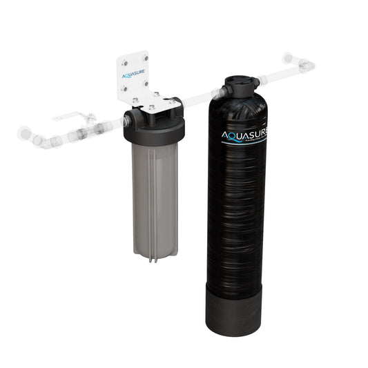 Aquasure Serene Lite Series | 800K Gallons Whole House Salt-Free Water Conditioning/Softening Descaler System with Triple Purpose Filter - AS-SF800
