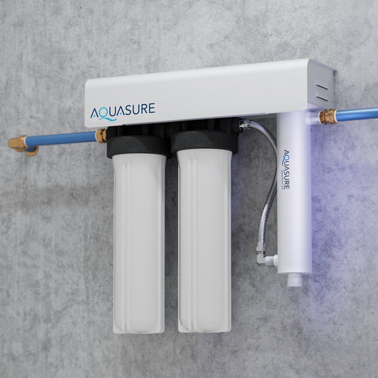 Aquasure Quantum Series | 18 GPM Multi-Stage UV Ultraviolet Light Whole House Water Treatment Filtration System, 48W - AS-WHUV18HO