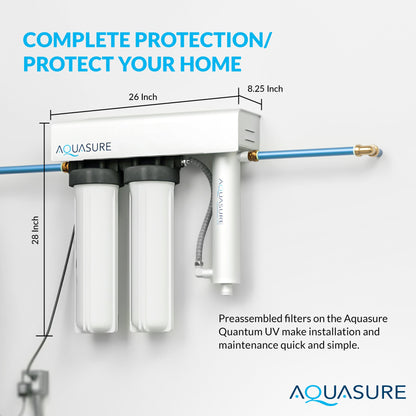 Aquasure Quantum Series | 18 GPM Multi-Stage UV Ultraviolet Light Whole House Water Treatment Filtration System, 48W - AS-WHUV18HO