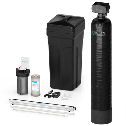 Aquasure Signature Series | 48,000 Grains Water Softener with 12 GPM Quantum De-Activator System and Triple Purpose Carbon Pre-Filter - AS-WSUV48D