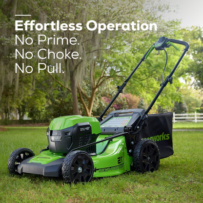 Greenworks 48V (2x24V) 21" Cordless Battery Self-Propelled Lawn Mower w/ Two (2) 5.0Ah USB Batteries & Dual Port Charger - 2532502