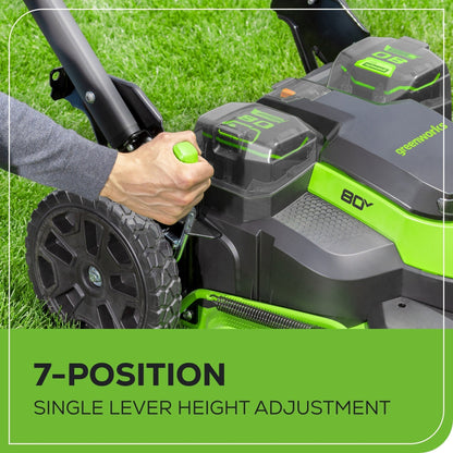 Greenworks 80V 25" Cordless Battery Dual Blade Self-Propelled Mower w/ 5.0Ah Battery & Rapid Charger - 2548402