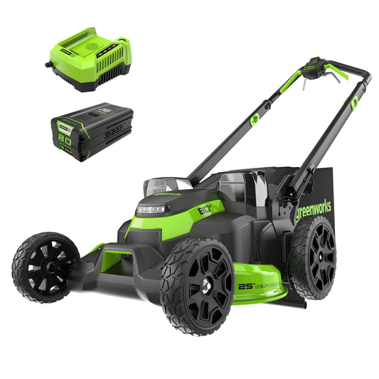 Greenworks 80V 25" Cordless Battery Dual Blade Self-Propelled Mower w/ 5.0Ah Battery & Rapid Charger - 2548402