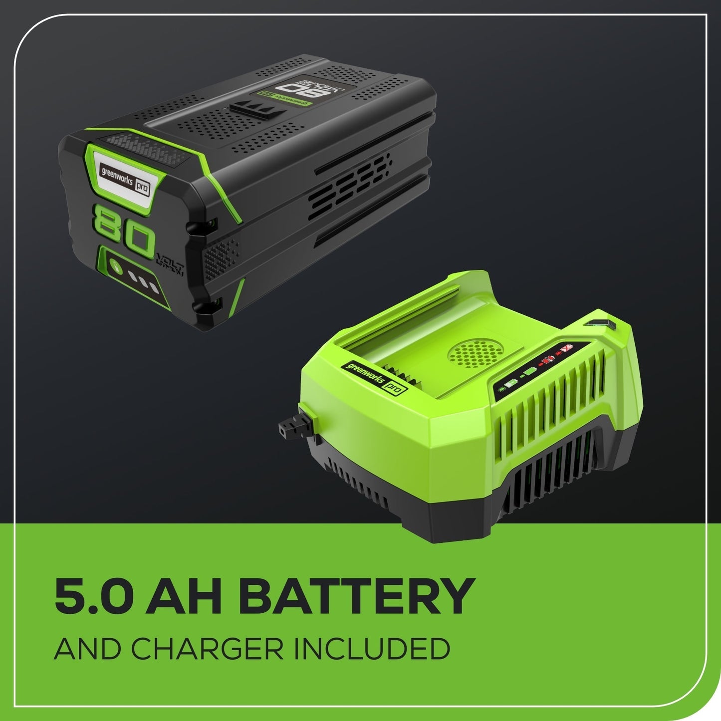Greenworks 80V 21" Cordless Battery 4-in-1 Self-Propelled Lawn Mower w/ 5.0Ah Battery & Rapid Charger - 2541302