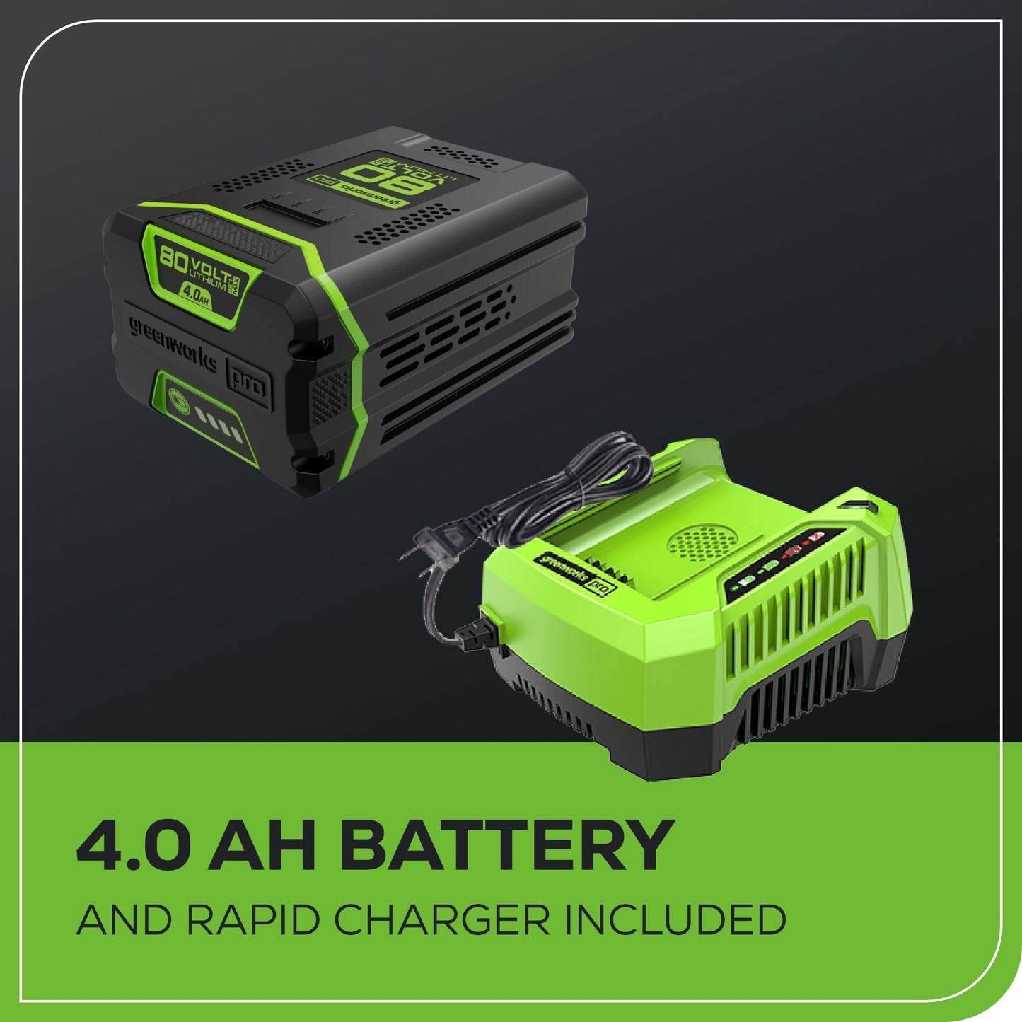 Greenworks 80V 22" Cordless Battery Single-Stage Snow Blower w/ 4.0 Ah Battery & Charger - 2605902