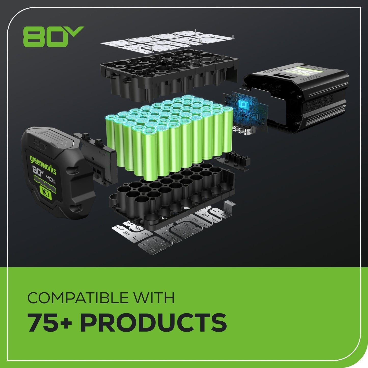 Greenworks 80V 21" Cordless Battery 4-in-1 Self-Propelled Mower w/ (2) 4.0Ah Batteries & Charger - 2533902