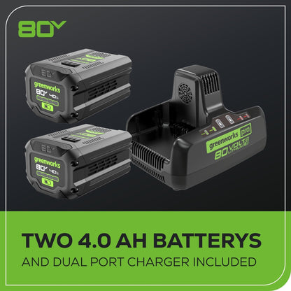 Greenworks 80V 3000-PSI 2.0 GPM Electric Pressure Washer w/ (2) 4.0Ah Batteries & Dual Port Charger - 5124702