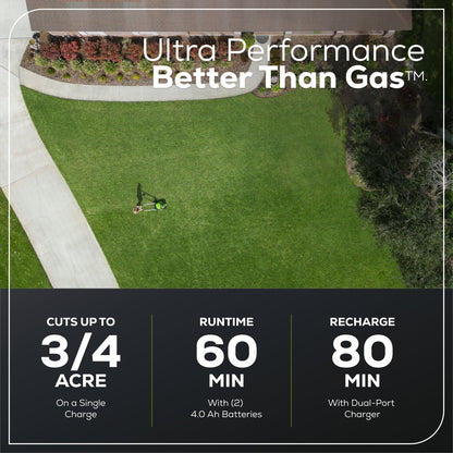 Greenworks 60V 21" Cordless Battery Self-Propelled Lawn Mower w/ Two (2) 4.0Ah Batteries & Dual Port Charger - 2531702