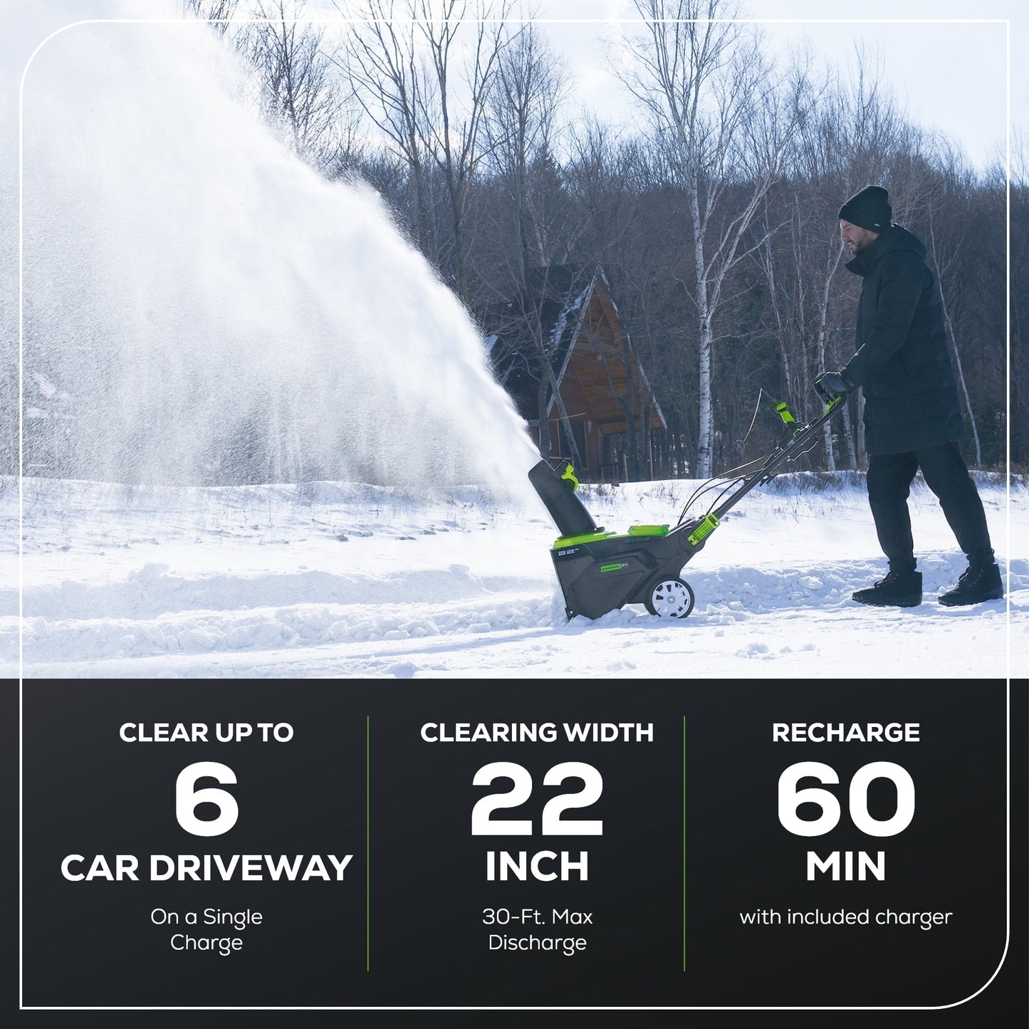 Greenworks 80V 22" Cordless Battery Single-Stage Snow Blower w/ 4.0 Ah Battery & Charger - 2605902