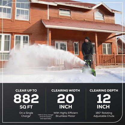 Greenworks 40V 20" Cordless Battery Single-Stage Snow Blower (Tool Only)- 2601102