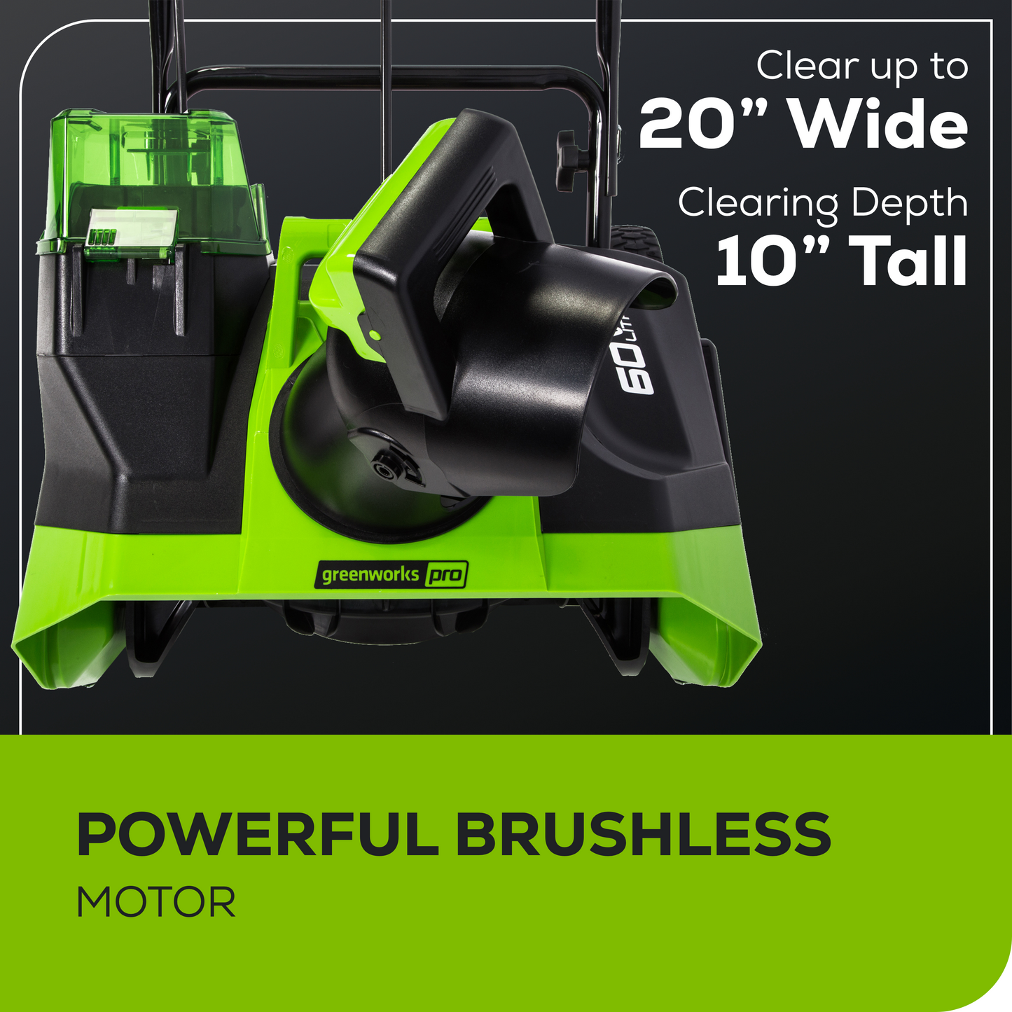 Greenworks 60V 20" Cordless Battery Single-Stage Snow Blower w/ 5.0Ah Battery & Charger - 2608702