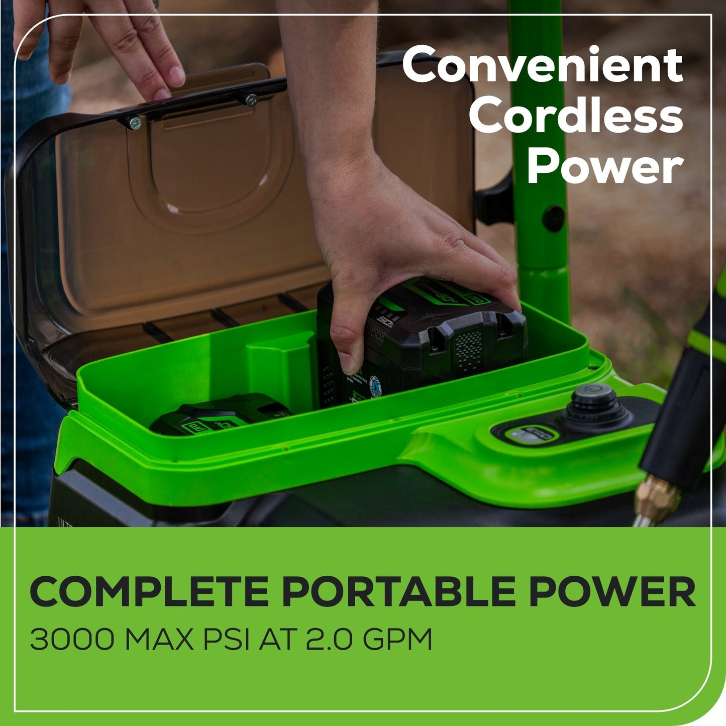 Greenworks 60V 3000-PSI 2.0 GPM Electric Pressure Washer w/ (2) 5.0Ah Batteries & Dual-Port Charger - 5121502