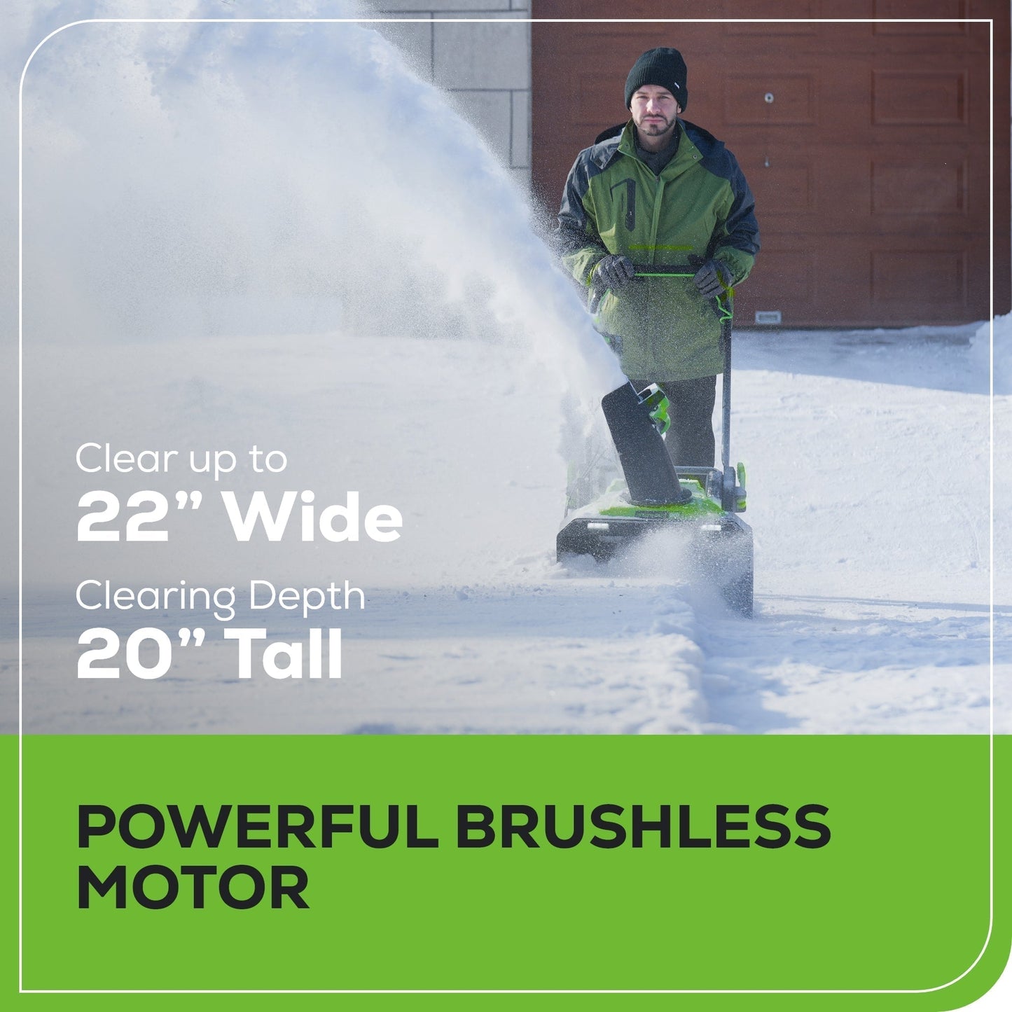Greenworks 80V 22" Cordless Battery Single-Stage Snow Blower w/ 4.0 Ah Battery & Charger - 2605902
