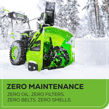 Greenworks 60V 24" Cordless Battery Two-Stage Snow Blower w/ Two (2) 8.0 Ah Batteries & Dual-Port Charger - 2608902