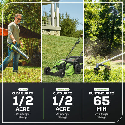 Greenworks 80V 21" Cordless Battery Brushless Self-Propelled Mower 3pc Combo Kit w/ 4.0Ah Battery & Rapid Charger - 1356502
