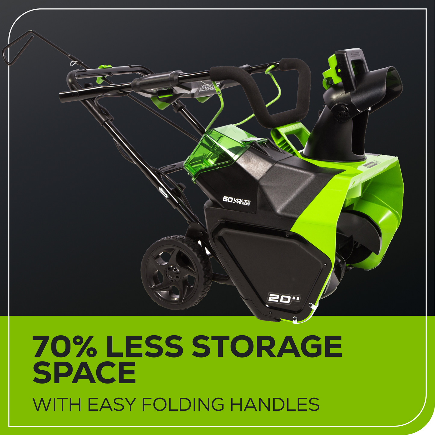 Greenworks 60V 20" Cordless Battery Single-Stage Snow Blower w/ 5.0Ah Battery & Charger - 2608702