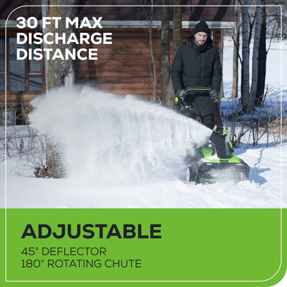 Greenworks 80V 22" Cordless Battery Single-Stage Snow Blower w/ 4.0 Ah Battery & Charger - 2605902