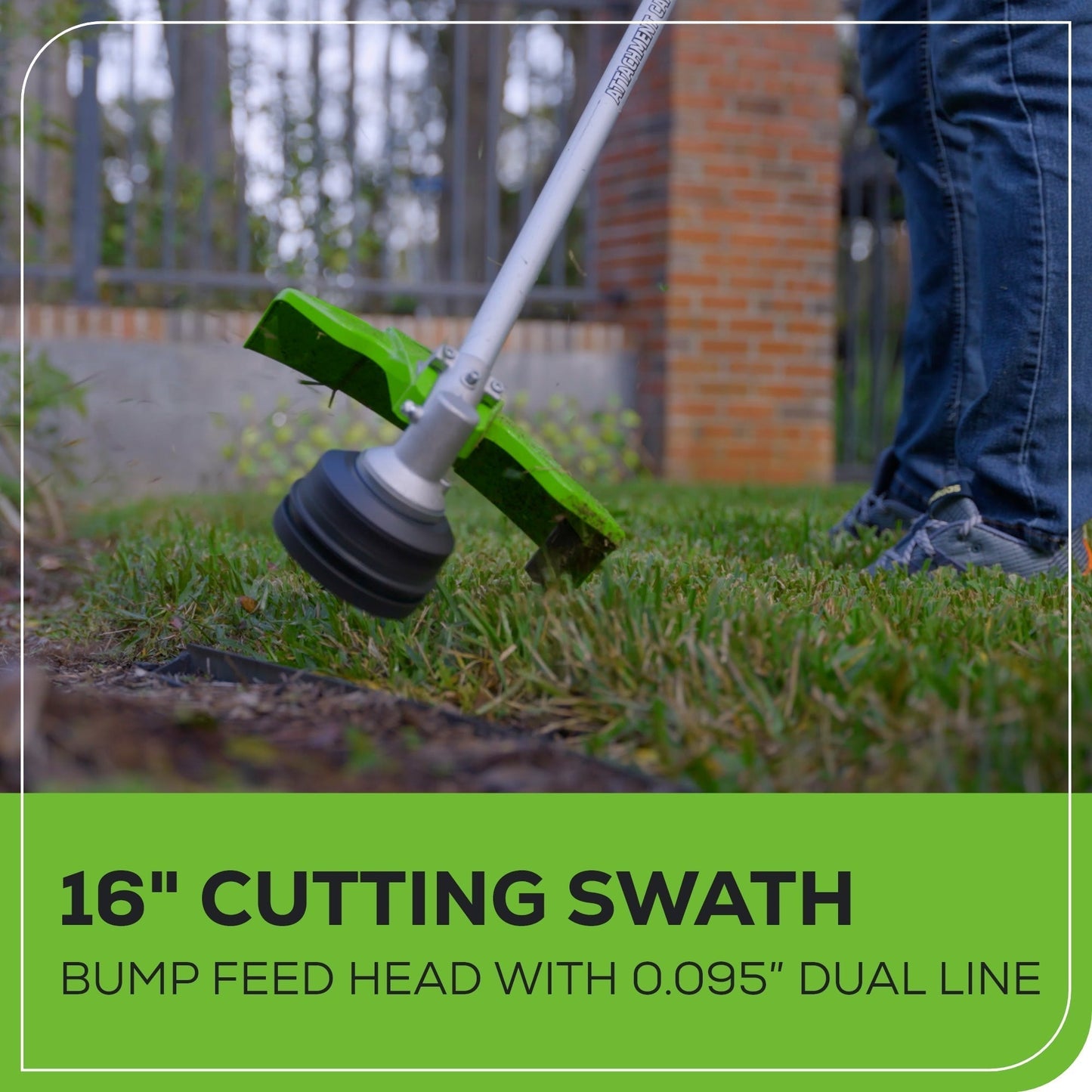 Greenworks 60V 16" Cordless Battery String Trimmer & Hedge Trimmer Attachment Combo Kit - 2135102-VK