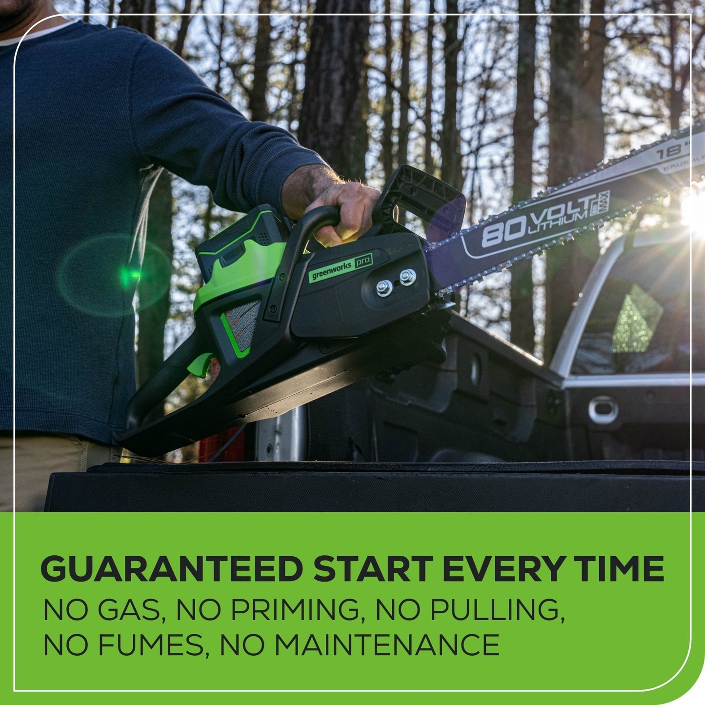 Greenworks 80V 18" Cordless Battery 2.5kW Chainsaw w/ 4.0Ah Battery & Rapid Charger - 2019902