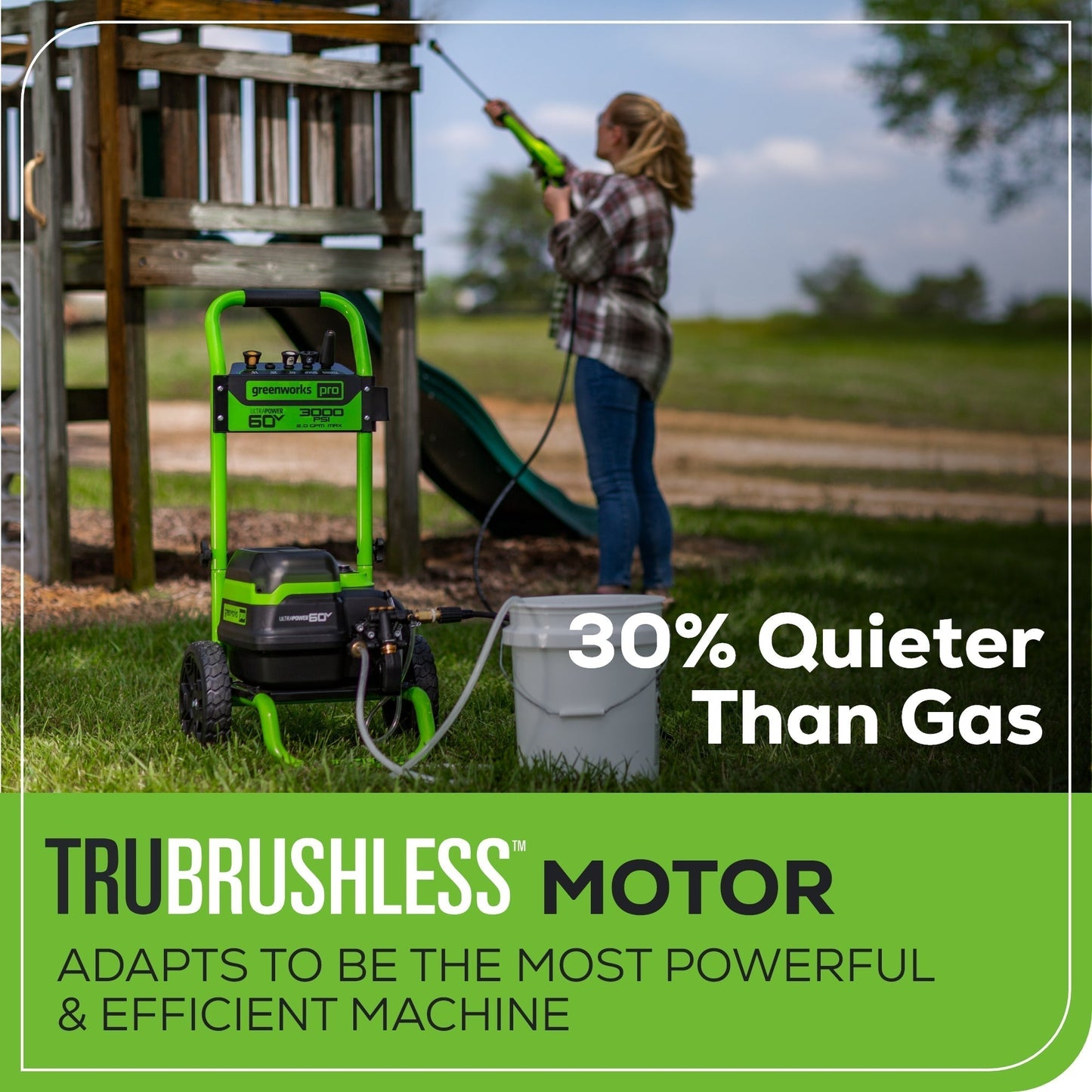 Greenworks 60V 3000-PSI 2.0 GPM Electric Pressure Washer w/ (2) 5.0Ah Batteries & Dual-Port Charger - 5121502