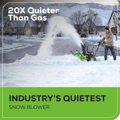 Greenworks 60V 24" Cordless Battery Two-Stage Snow Blower w/ Two (2) 8.0 Ah Batteries & Dual-Port Charger - 2608902