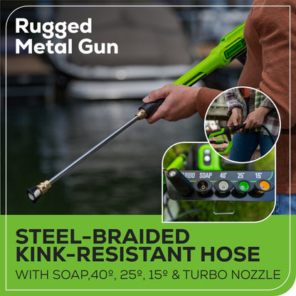 Greenworks 60V 3000-PSI 2.0 GPM Electric Pressure Washer w/ (2) 5.0Ah Batteries & Dual-Port Charger - 5121502