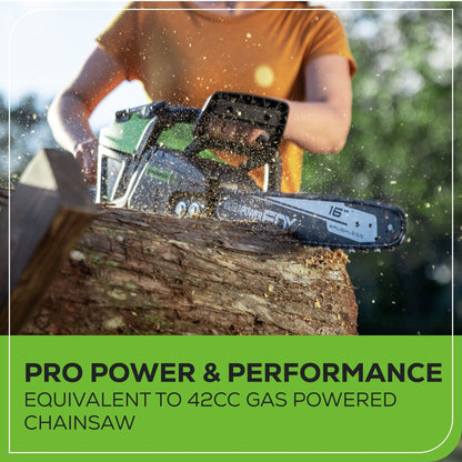 Greenworks 80V 16‘’ 2.0kW Cordless Battery Chainsaw w/ 4.0 Ah Battery & Charger - 2009602