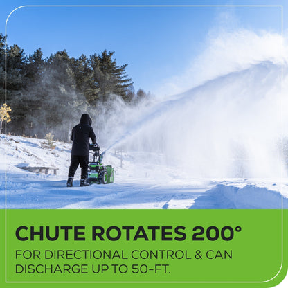 Greenworks 60V 24" Cordless Battery Two-Stage Snow Blower w/ Two (2) 8.0 Ah Batteries & Dual-Port Charger - 2608902
