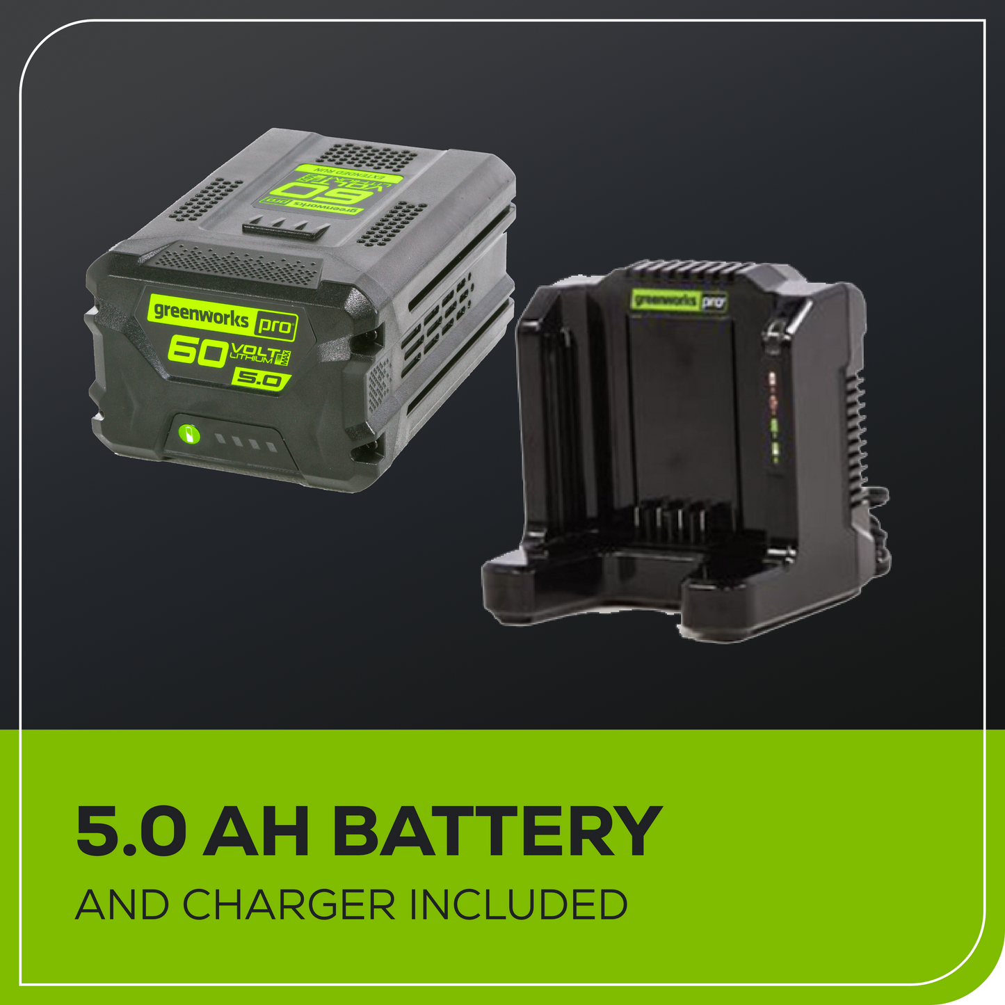 Greenworks 60V 20" Cordless Battery Single-Stage Snow Blower w/ 5.0Ah Battery & Charger - 2608702